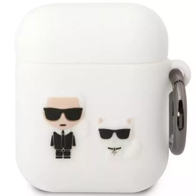 Karl Lagerfeld KLACA2SILKCW AirPods 1/2 cover white/white Silicone Karl &amp  Choupette