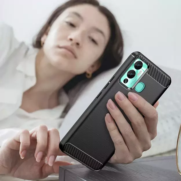 Carbon Case case for Infinix Hot 12 Play NFC / Hot 12 Play flexible silicone carbon cover black 1