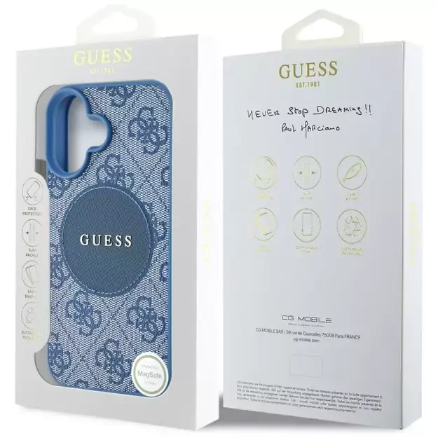 Guess 4G Circle Classic Logo MagSafe case for iPhone 16 - blue 3
