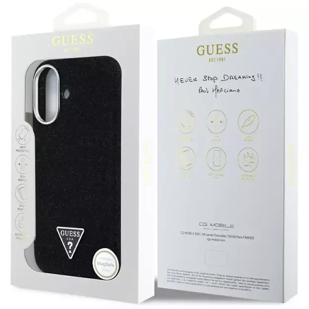 Guess Denim Triangle Logo MagSafe case for iPhone 16 - black 7