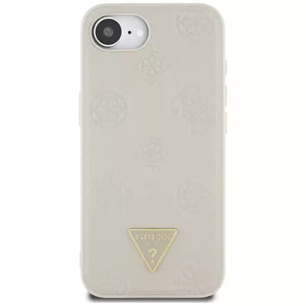 Guess Grained Hot Stamp Peony Triangle Logo MagSafe case for iPhone 16e - beige 2