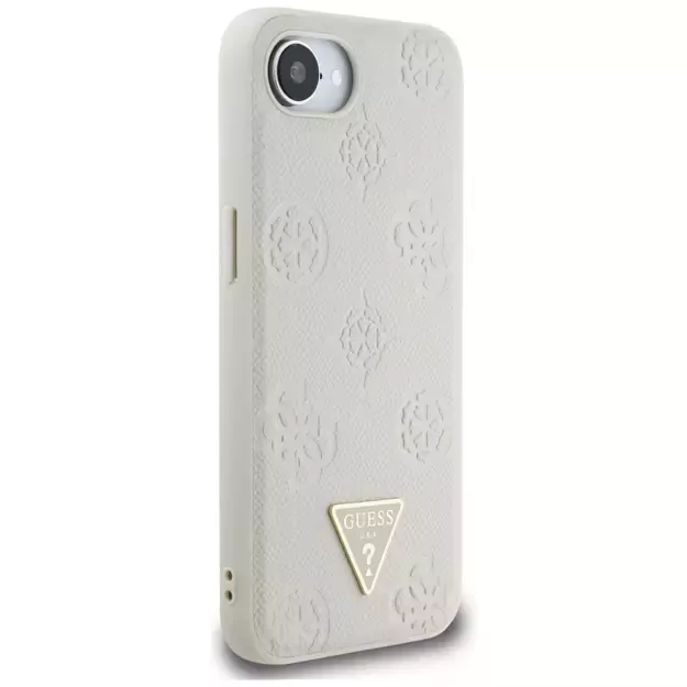 Guess Grained Hot Stamp Peony Triangle Logo MagSafe case for iPhone 16e - beige 3