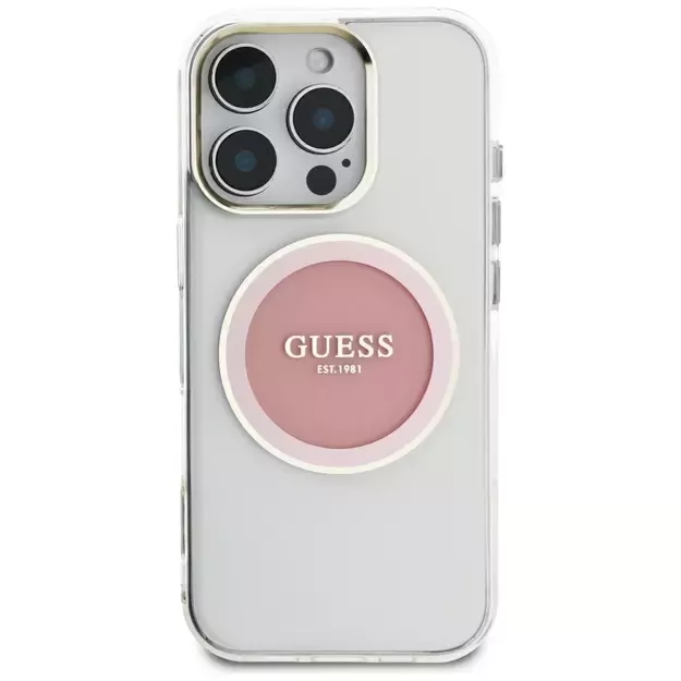 Guess IML Metal Colored Circle Classic Logo MagSafe case for iPhone 16 Pro Max - pink 2