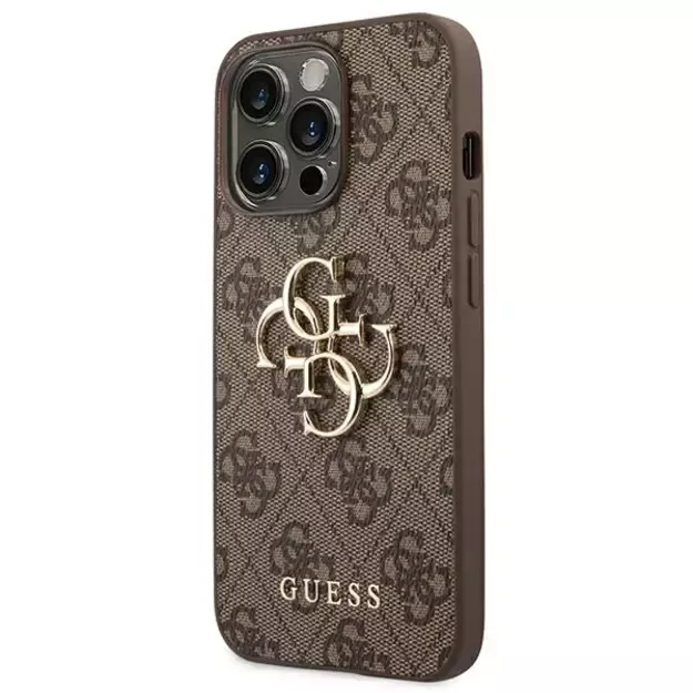 Guess GUHCP14L4GMGBR iPhone 14 Pro 6,1  brązowy/brown hardcase 4G Big Metal Logo 1