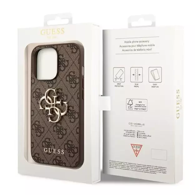 Guess GUHCP14L4GMGBR iPhone 14 Pro 6,1  brązowy/brown hardcase 4G Big Metal Logo 7