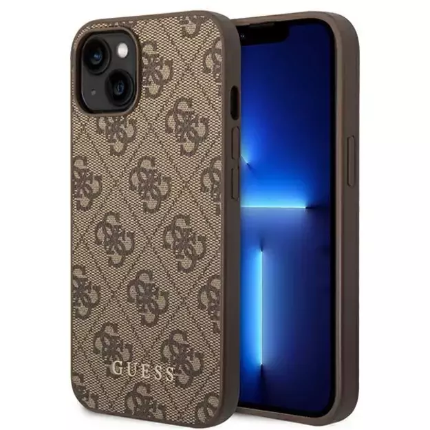 Guess GUHCP14SG4GFBR iPhone 14 6.1  brown / brown hard case 4G Metal Gold Logo