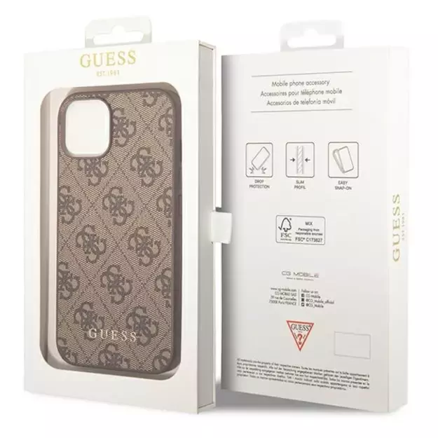 Guess GUHCP14SG4GFBR iPhone 14 6.1  brown / brown hard case 4G Metal Gold Logo 7