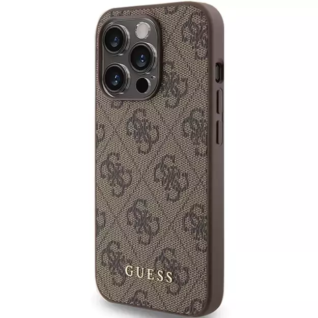 Guess 4G Metal Gold Logo case for iPhone 15 Pro - brown 8