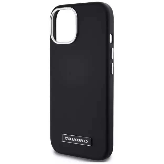 Karl Lagerfeld FW Metal Plate MagSafe iPhone 15 Case - Black 12