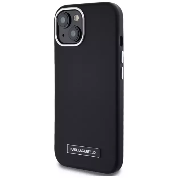 Karl Lagerfeld FW Metal Plate MagSafe iPhone 15 Case - Black 8