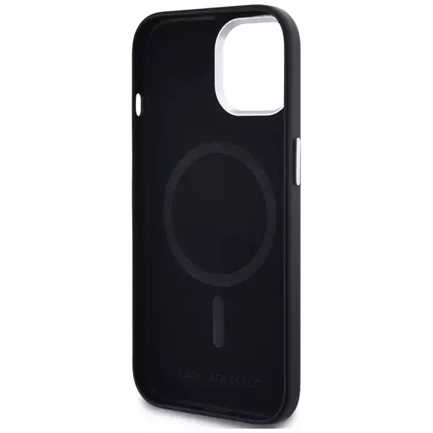 Karl Lagerfeld FW Metal Plate MagSafe iPhone 15 Case - Black 13