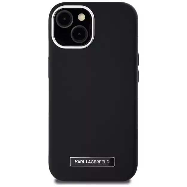 Karl Lagerfeld FW Metal Plate MagSafe iPhone 15 Case - Black 9