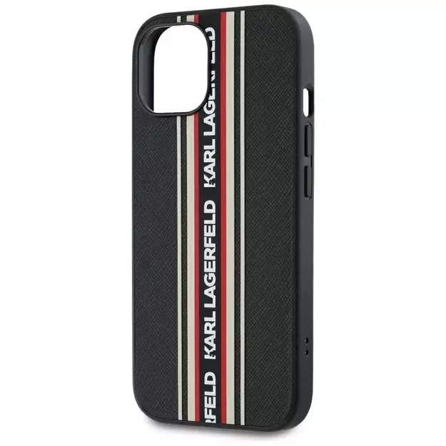 Karl Lagerfeld Saffiano Athleisure Stripes Cord iPhone 15 Case - Red 4