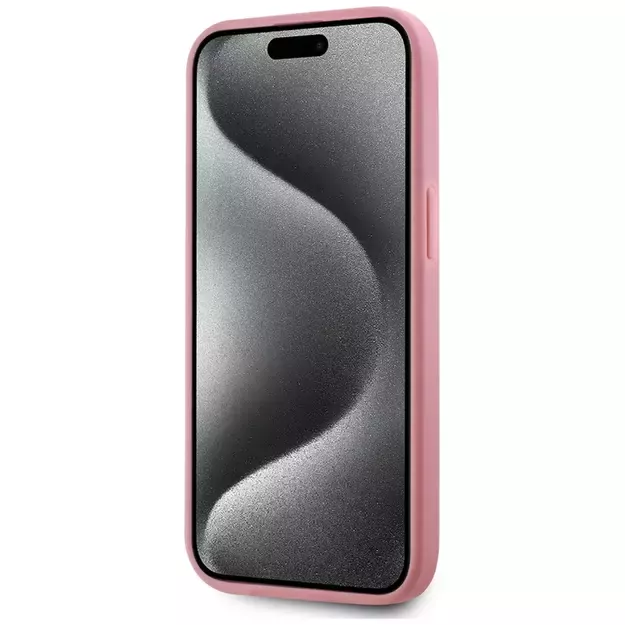 Karl Lagerfeld Wrinkled Metal Signature iPhone 15 Case - Pink 4
