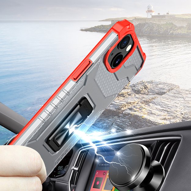 Crystal Ring Case Kickstand Tough Rugged Cover for iPhone 13 red 2
