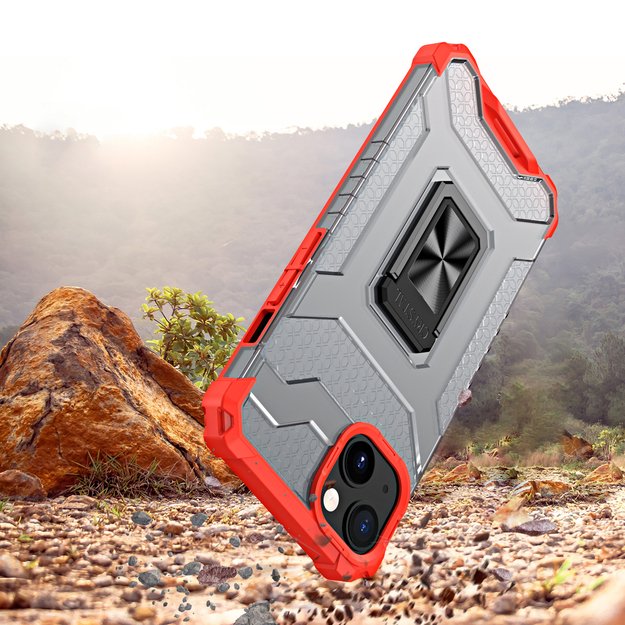 Crystal Ring Case Kickstand Tough Rugged Cover for iPhone 13 red 1