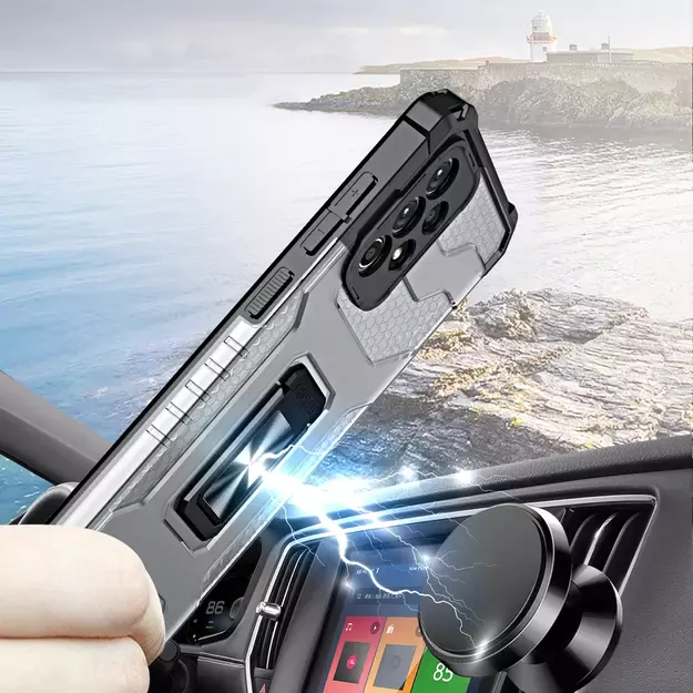 Crystal Ring Case Kickstand Tough Rugged Cover for Samsung Galaxy A72 4G black 5
