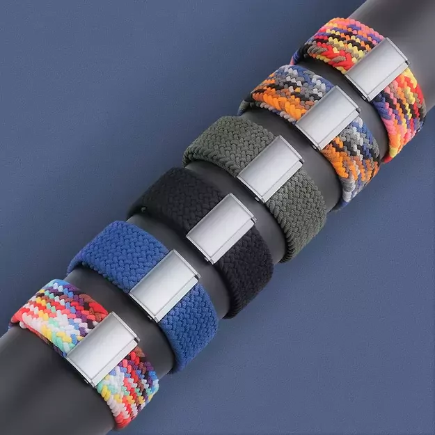 Braided Fabric Bracelet Strap Fabric Band for Apple Watch 38 / 40 / 41 mm - Black and White 1