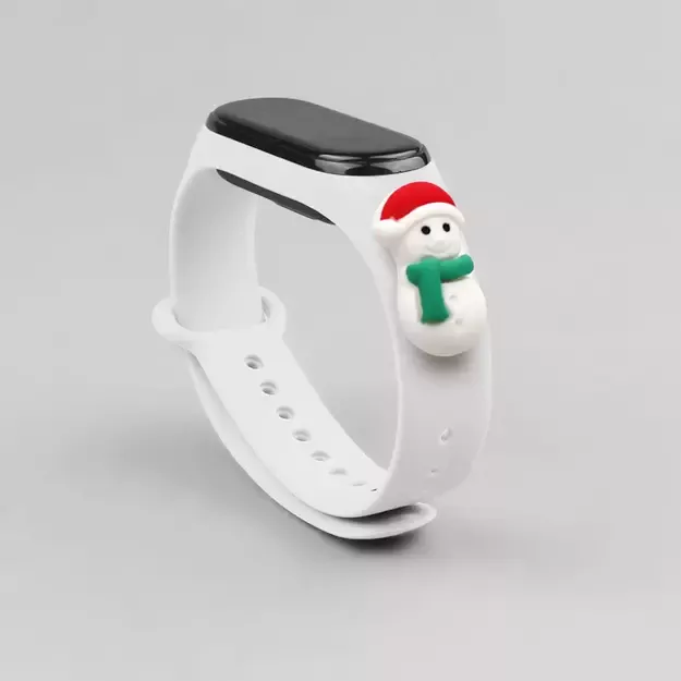 Strap Xmas for Xiaomi Mi Band 3 / 4 Christmas Silicone Strap Bracelet with Snowman - White 1