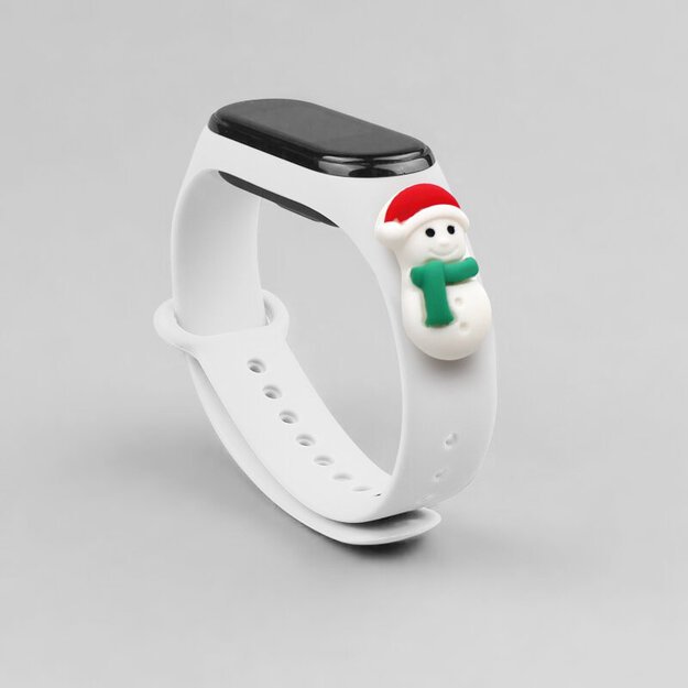 Strap Xmas for Xiaomi Mi Band 3 / 4 Christmas Silicone Strap Bracelet with Snowman - White 2