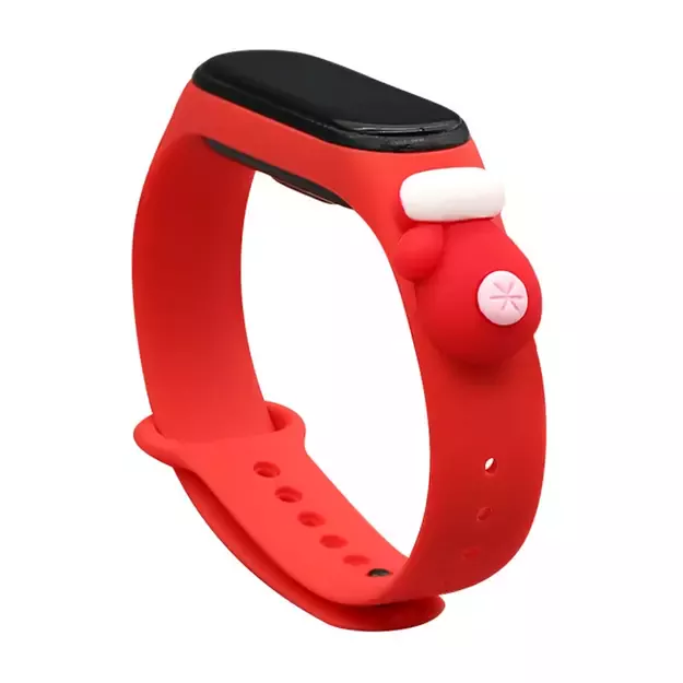 Strap Xmas for Xiaomi Mi Band 5 / 6 Christmas Silicone Strap Bracelet with Glove - Red