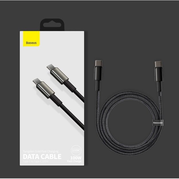 Baseus CATWJ-A01 USB-C - USB-C PD QC cable 100W 5A 480Mb/s 2m - black 12