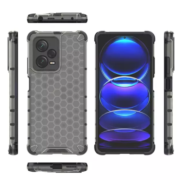 Honeycomb case for Xiaomi Redmi Note 12 Pro+ armored hybrid cover black 1