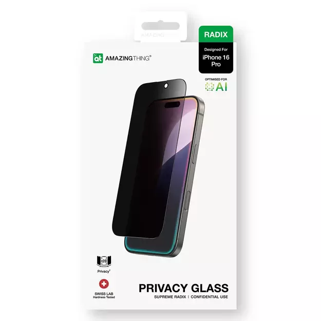 AmazingThing Radix Privacy Glass Privacy Tempered Glass for iPhone 16 Pro 10