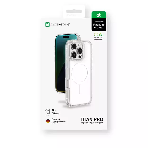 AmazingThing Titan Pro Mag Case with Magnetic Ring for iPhone 16 Pro Max - Transparent 4