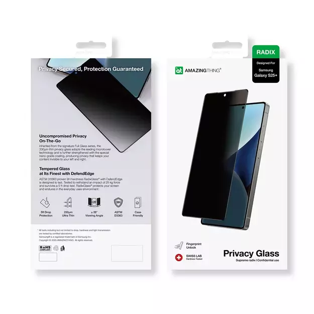 AmazingThing Radix Privacy Glass Privacy Tempered Glass for Samsung Galaxy S25+ 3