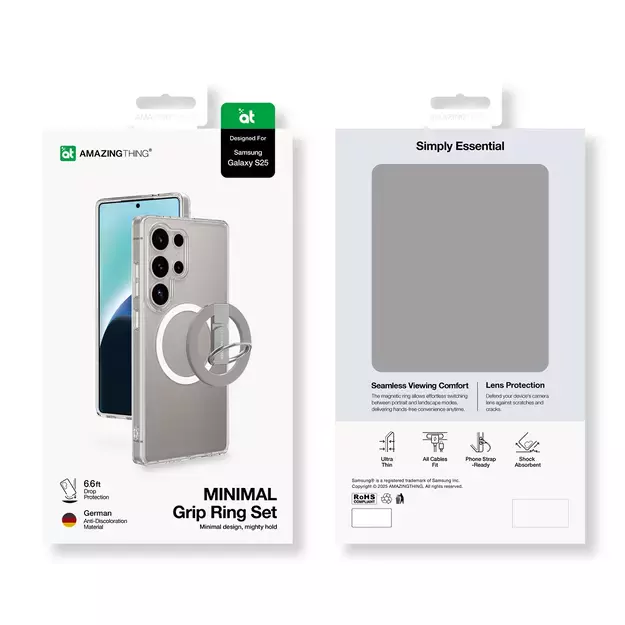 AmazingThing Minimal Mag Case with Magnetic Ring and Magnetic Ring for Samsung Galaxy S25 - Transparent 9