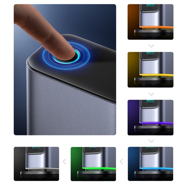 Joyroom JR-TCM02 Multiport GaN Charger 65W EU 4x USB-C 2x USB-A - Dark Gray 13