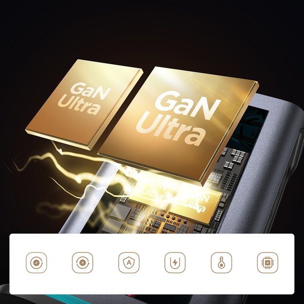 Joyroom JR-TCM02 Multiport GaN Charger 65W EU 4x USB-C 2x USB-A - Dark Gray 12