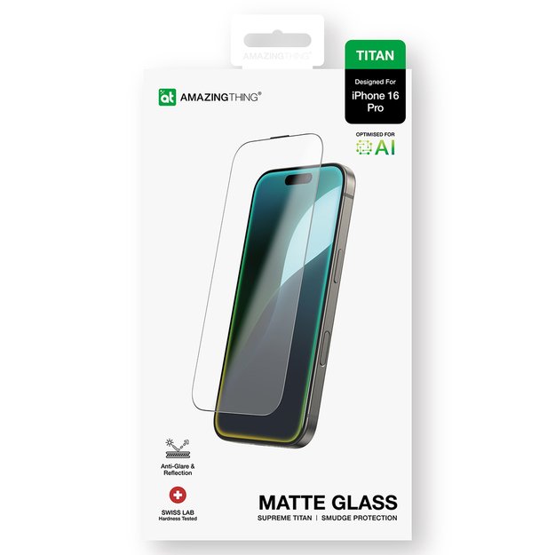 AmazingThing Titan Matte Glass tempered glass for iPhone 16 Pro 11