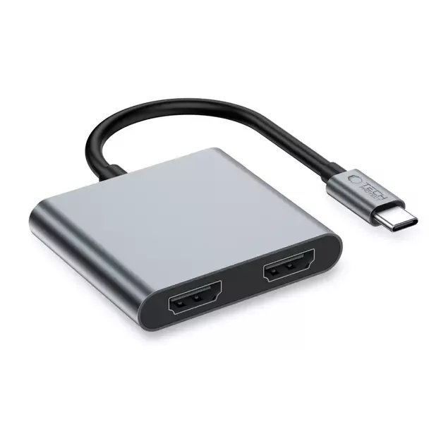 Tech-Protect HB08 4in1 USB-C + USB2.0 + 2 x HDMI 4K 60HZ adapter - gray 1