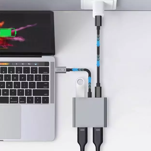 Tech-Protect HB08 4in1 USB-C + USB2.0 + 2 x HDMI 4K 60HZ adapter - gray 5