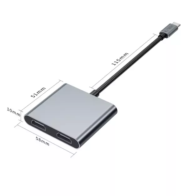 Tech-Protect HB08 4in1 USB-C + USB2.0 + 2 x HDMI 4K 60HZ adapter - gray 3
