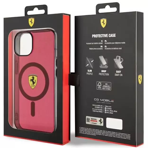 Ferrari FEHMP14SURKR iPhone 14 6.1  red/red hardcase Translucent Magsafe 7