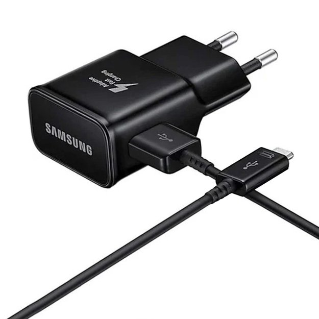 Samsung EP-TA200EBE USB-A 15W wall charger with EP-DR140ABE USB-A - USB-C cable (OOB Bulk - replacement packaging) - black