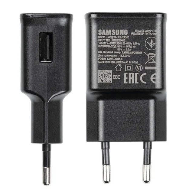 Samsung EP-TA200EBE USB-A 15W wall charger with EP-DR140ABE USB-A - USB-C cable (OOB Bulk - replacement packaging) - black 1
