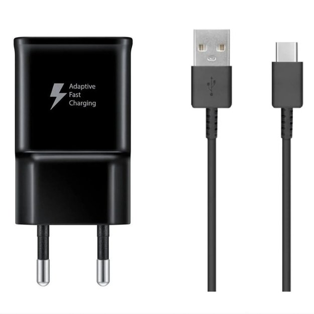 Samsung EP-TA200EBE USB-A 15W wall charger with EP-DR140ABE USB-A - USB-C cable (OOB Bulk - replacement packaging) - black 2