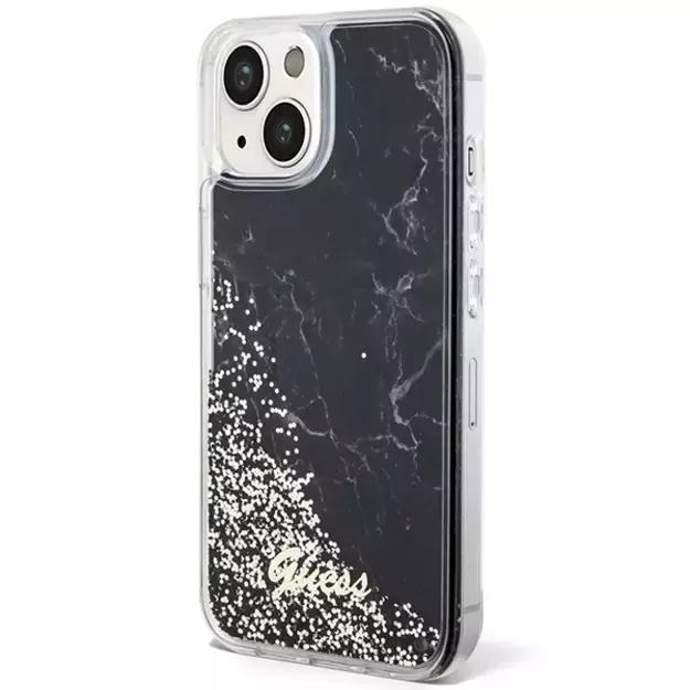 Guess Liquid Glitter Marble case for iPhone 14 - black 2