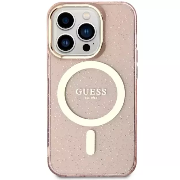 Guess GUHMP14LHCMCGP iPhone 14 Pro 6.1  pink/pink hardcase Glitter Gold MagSafe 2