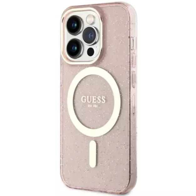 Guess GUHMP14LHCMCGP iPhone 14 Pro 6.1  pink/pink hardcase Glitter Gold MagSafe 1