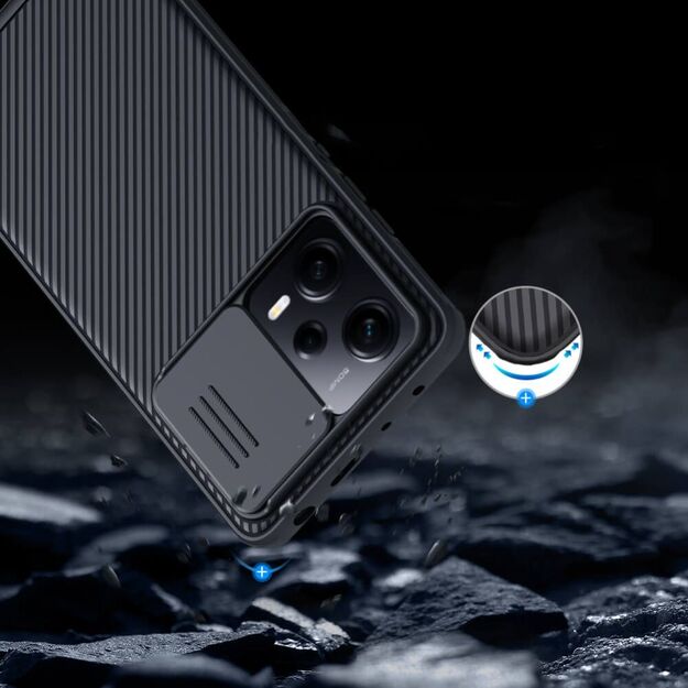 Nillkin CamShield Pro Case Case for Xiaomi Redmi Note 12 Pro / Poco X5 Pro 5G Cover with Camera Protector Black 3