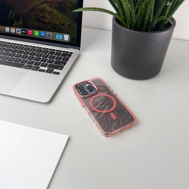 Glitter Case MagSafe Compatible for iPhone 17 - Pink 5