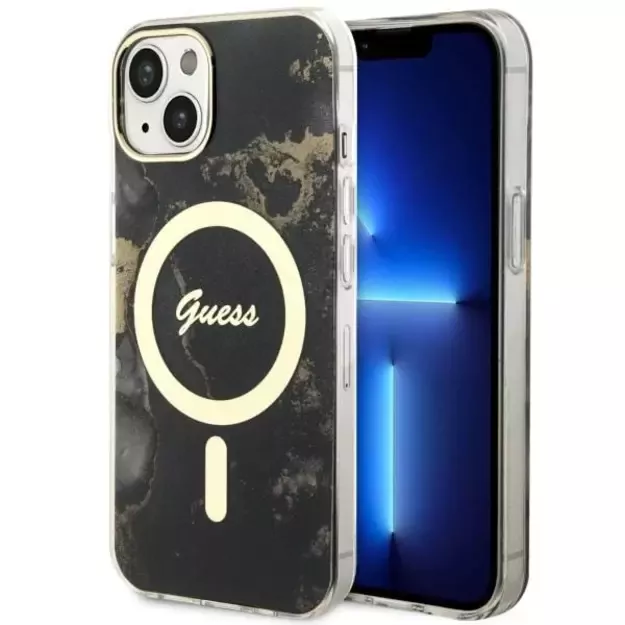 Guess GUHMP14MHTMRSK iPhone 14 Plus 6.7  black/black hardcase Golden Marble MagSafe