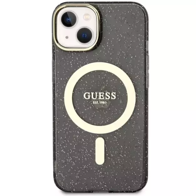 Guess Glitter Gold MagSafe case for iPhone 14 - black 9