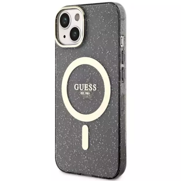 Guess Glitter Gold MagSafe case for iPhone 14 - black 8