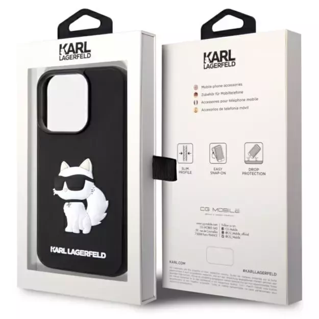 Karl Lagerfeld KLHCP14L3DRKHNK iPhone 14 Pro 6.1  black/black hardcase Rubber Choupette 3D 7
